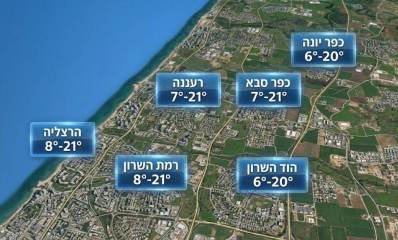 תחזית היפר לוקאלית לערי השרון. עיבוד AI - מדיה היפר לוקאלית