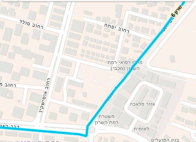 מפה שביל אופניים דרך ראשונים - רחוב הנצח, מתוך אתר נתיבי איילון