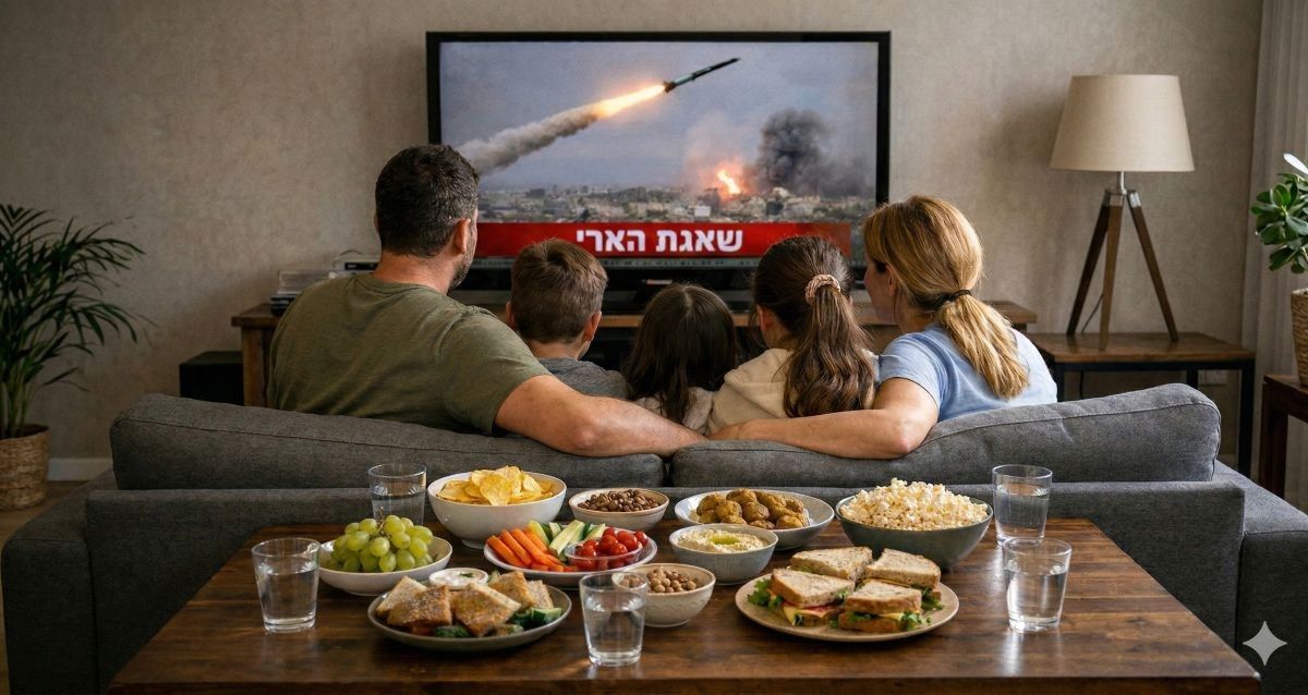 אוכל על שולחן בבית המשפחה. הדמיית AI - מדיה היפר לוקאלית