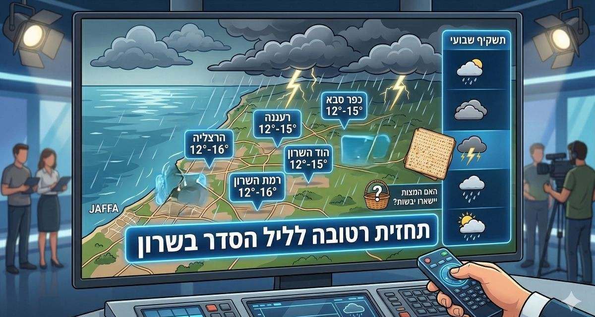 תחזית מזג האוויר לשבוע של פסח בערי השרון. אינפוגרפיקה - מדיה היפר לוקאלית