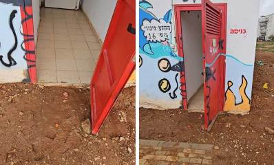 כניסה למיגוניות ציבוריות ברעננה. עפר במשטח הכניסה למיגוניות.