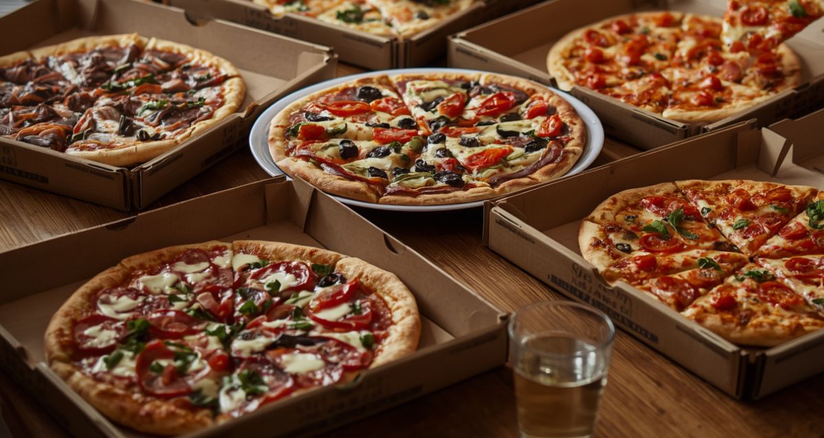 מגשי פיצה עם תוספות שונות, הדמיית בינה מלאכותית: שרון אונליין