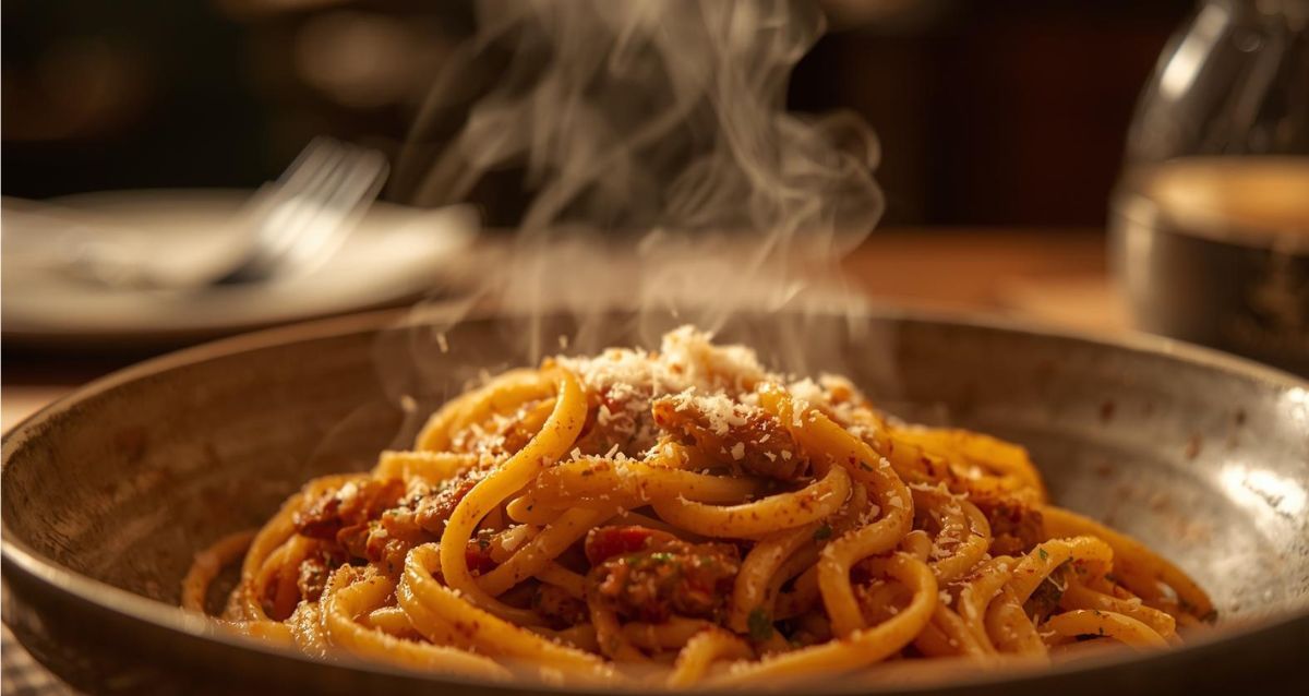 צלחת עם פסטה ברוטב עגבניות, הדמיית בינה מלאכותית: שרון אונליין