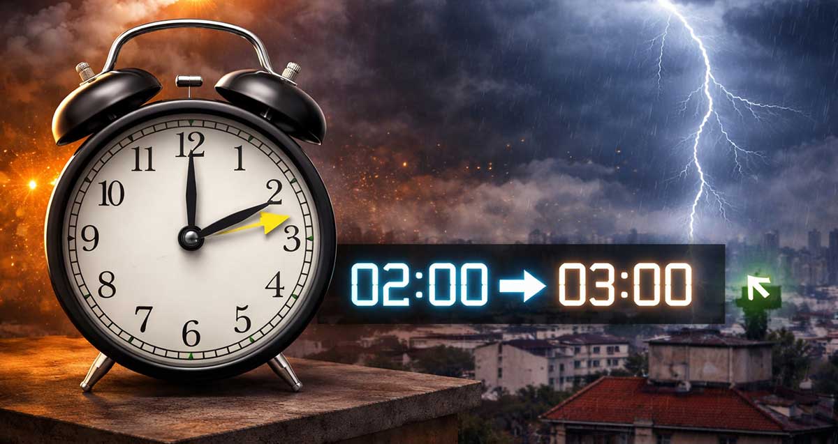 מזיזים לשעון קיץ. איור AI. בשעה 02:00 מזיזים לשעה 03:00