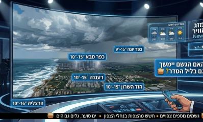 תחזית מזג האוויר לערי השרון, החל מ-25 במרץ ועד ליל הסדר. אינפוגרפיקה - מדיה היפר לוקאלית