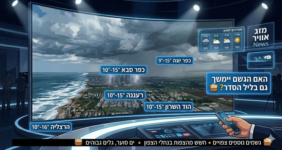 תחזית מזג האוויר לערי השרון, החל מ-25 במרץ ועד ליל הסדר. אינפוגרפיקה - מדיה היפר לוקאלית