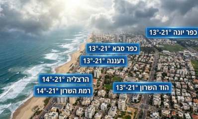 תחזית מזג אוויר היפר לוקאלית, 15 במרץ 2026. אינפוגרפיקה - תל אביב אונליין
