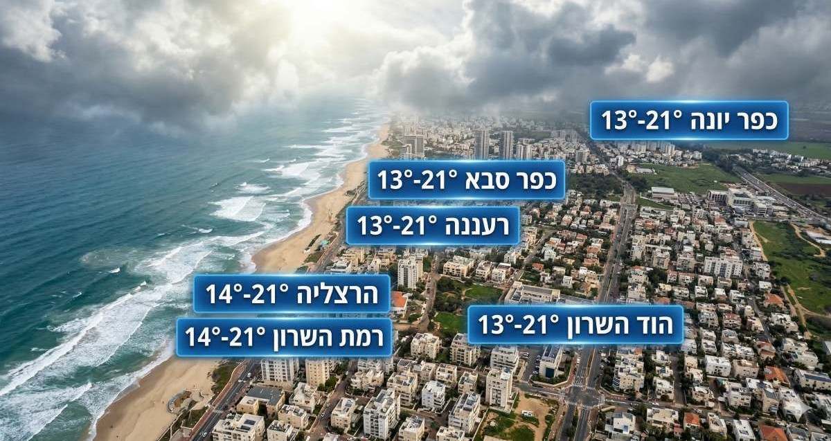 תחזית מזג אוויר היפר לוקאלית, 15 במרץ 2026. אינפוגרפיקה - תל אביב אונליין