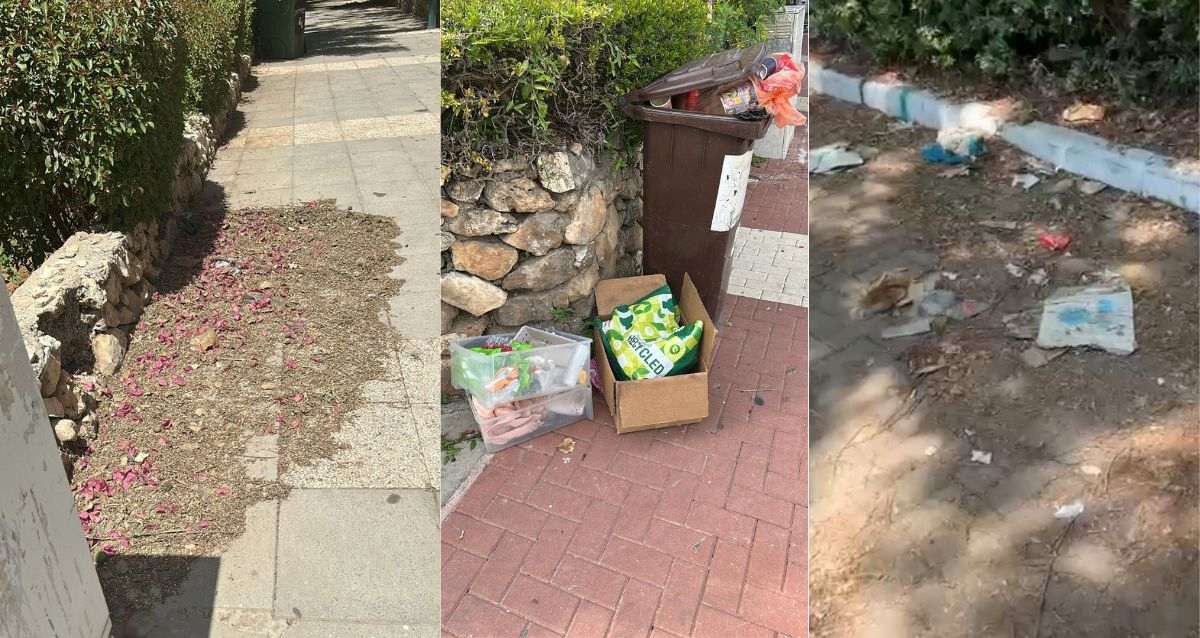 לכלוך ואשפה ברחובות שכונת הפרחים, צילום פרטי