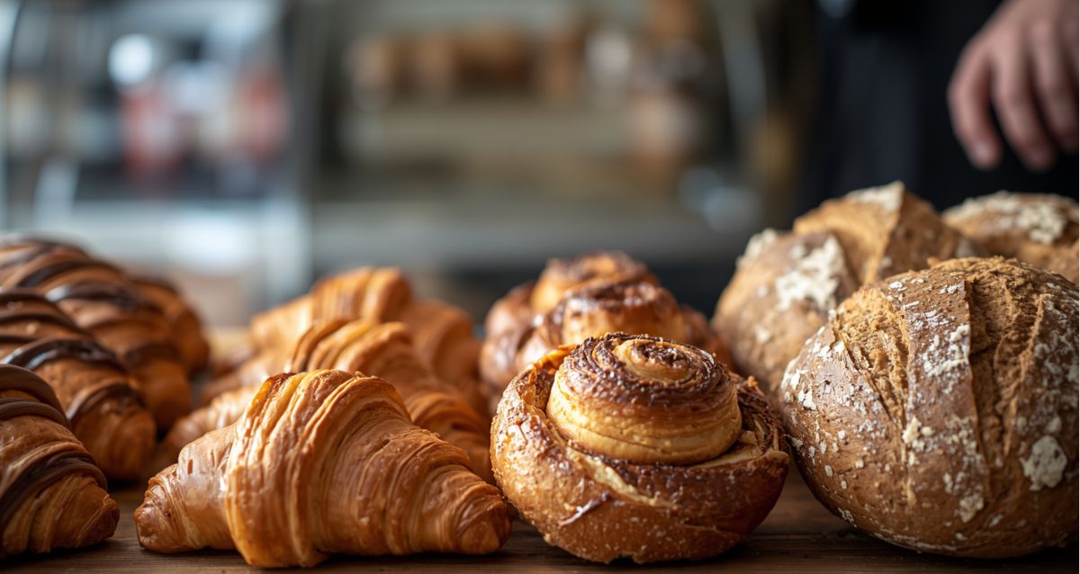 מאפים מתוקים ולחם בויטרינה של מאפייה, הדמיית בינה מאלכותית: שרון אונליין