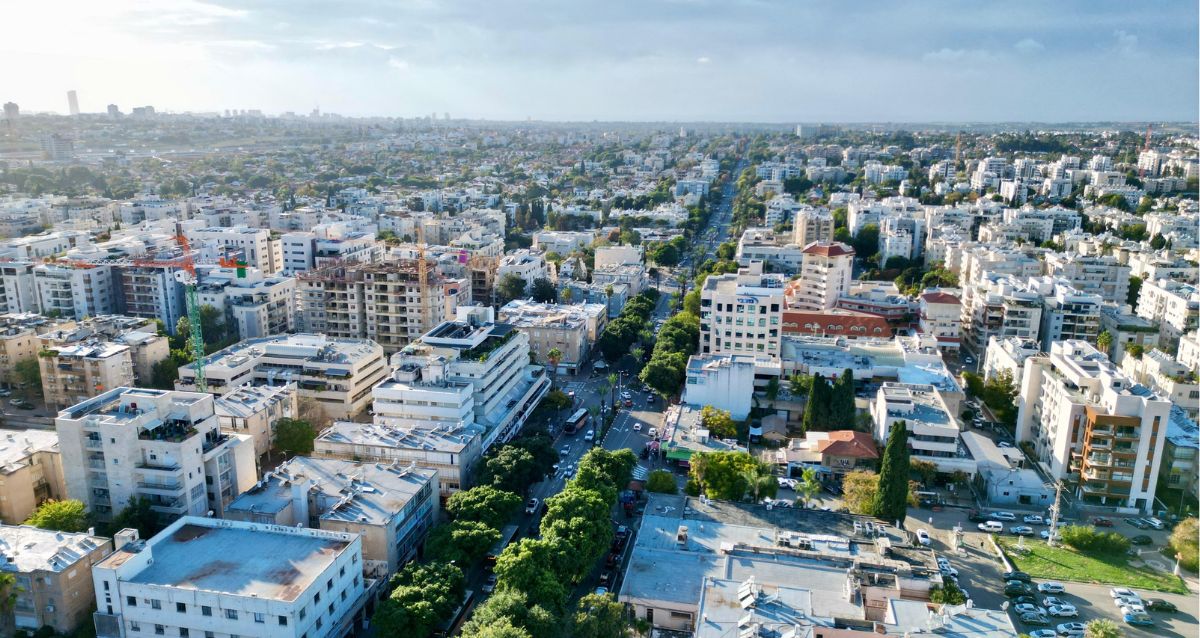 צילום מהשמיים של רעננה, צילום: עיריית רעננה