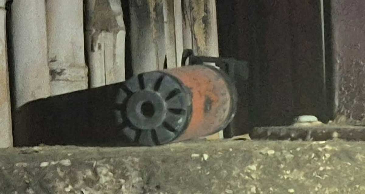 רימון הלם ברמת השרון מונח על חומה ליד גדר