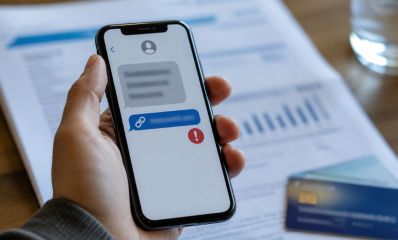 יד מחזיקה טלפון נייד עם הודעה חשודה, הדמיית AI: שרון אונליין