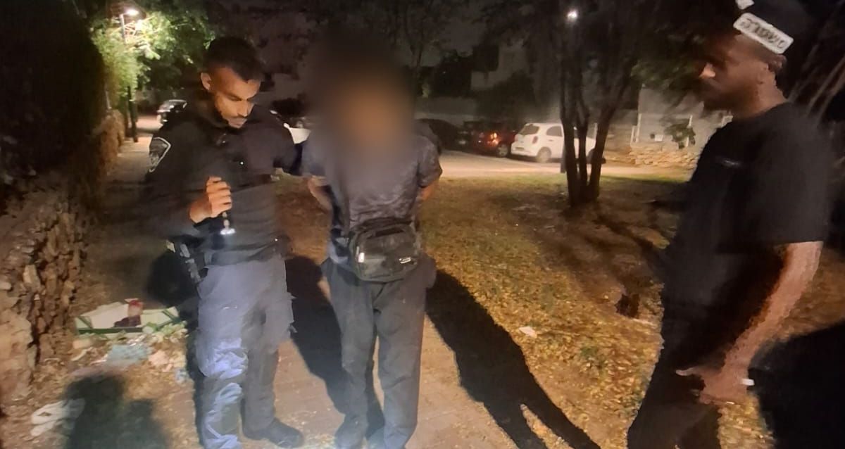 שב"ח אזוק ושני שוטרים לידו בלילה, צילום: משטרה