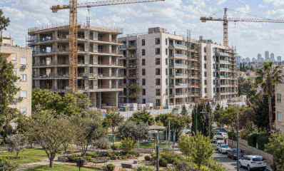 איור AI של בנייני מגורים בבנייה. קרדיט שרון אונליין