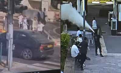 תמונה מחולקת: נער פורק מטף ברחבת יד לבנים, חבורת נערים זורקת אבנים על מכוניות, צילום: צילומי אבטחה, מתוך עמוד הפייסבוק של חיים ברוידא