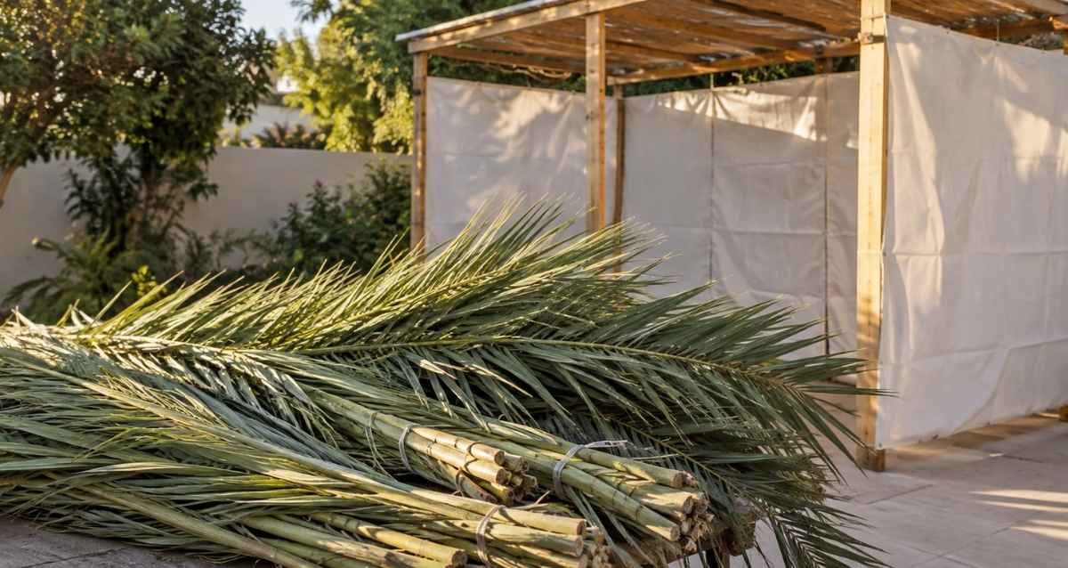כפות תמרים וסוכה בסוכות, הדמיית AI: שרון אונליין
