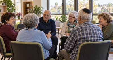 הדמיה של אזרחים ותיקים במפגש חברתי במרכז קהילתי