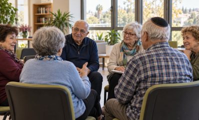 הדמיה של אזרחים ותיקים במפגש חברתי במרכז קהילתי