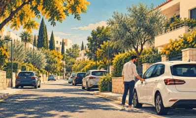 איור מושגי של רכבים ברחוב מגורים, רמת השרון